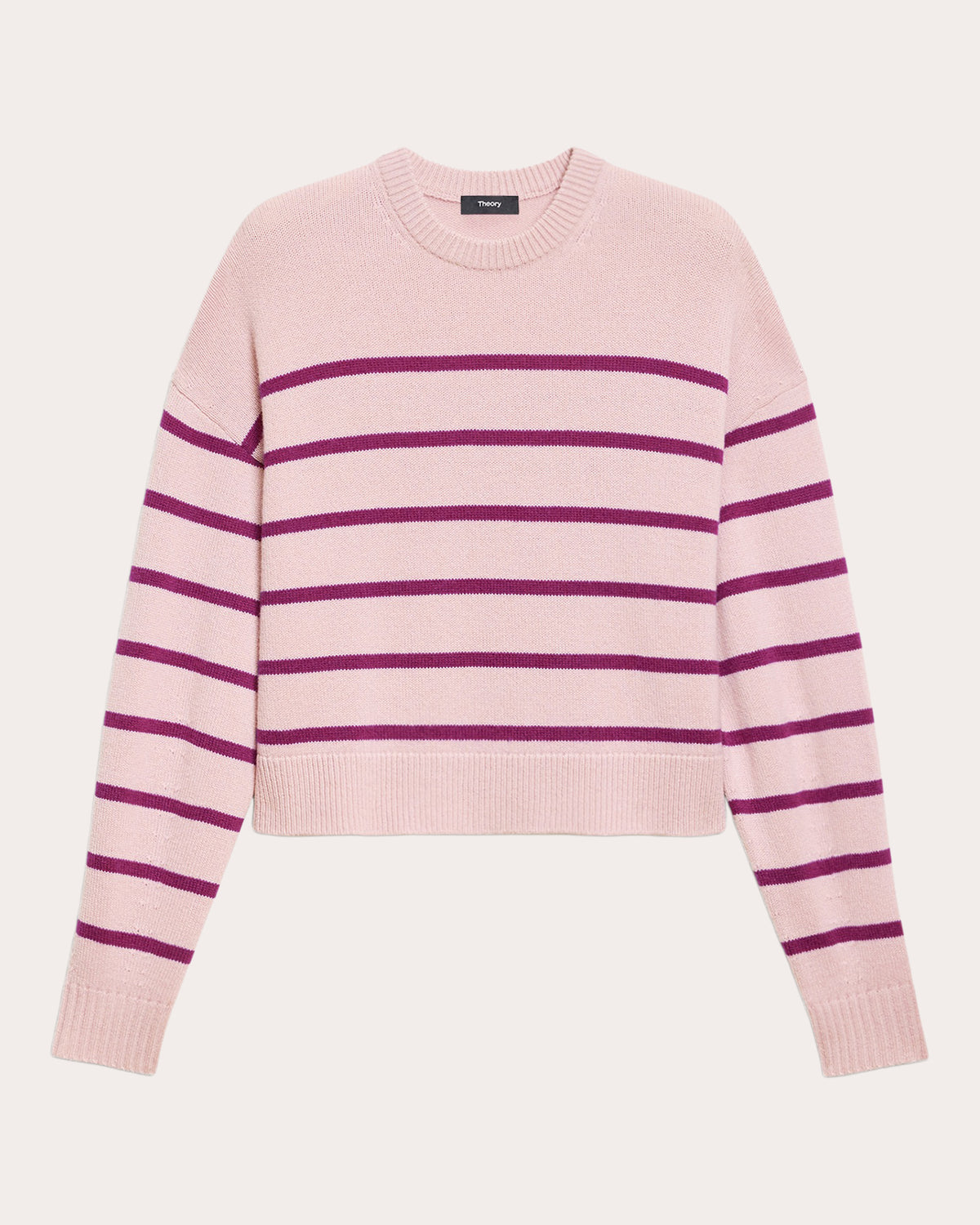 Stripe Cashmere Knit Crewneck Pullover
