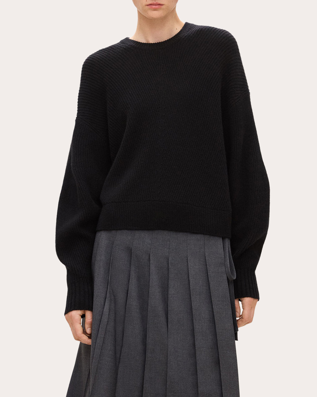 Textural Ribbed Cashmere Pullover