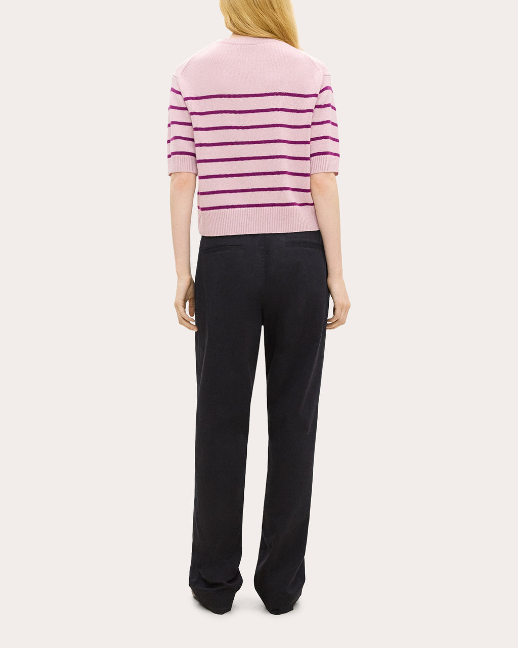 Stripe Cashmere Knit Crewneck T-Shirt