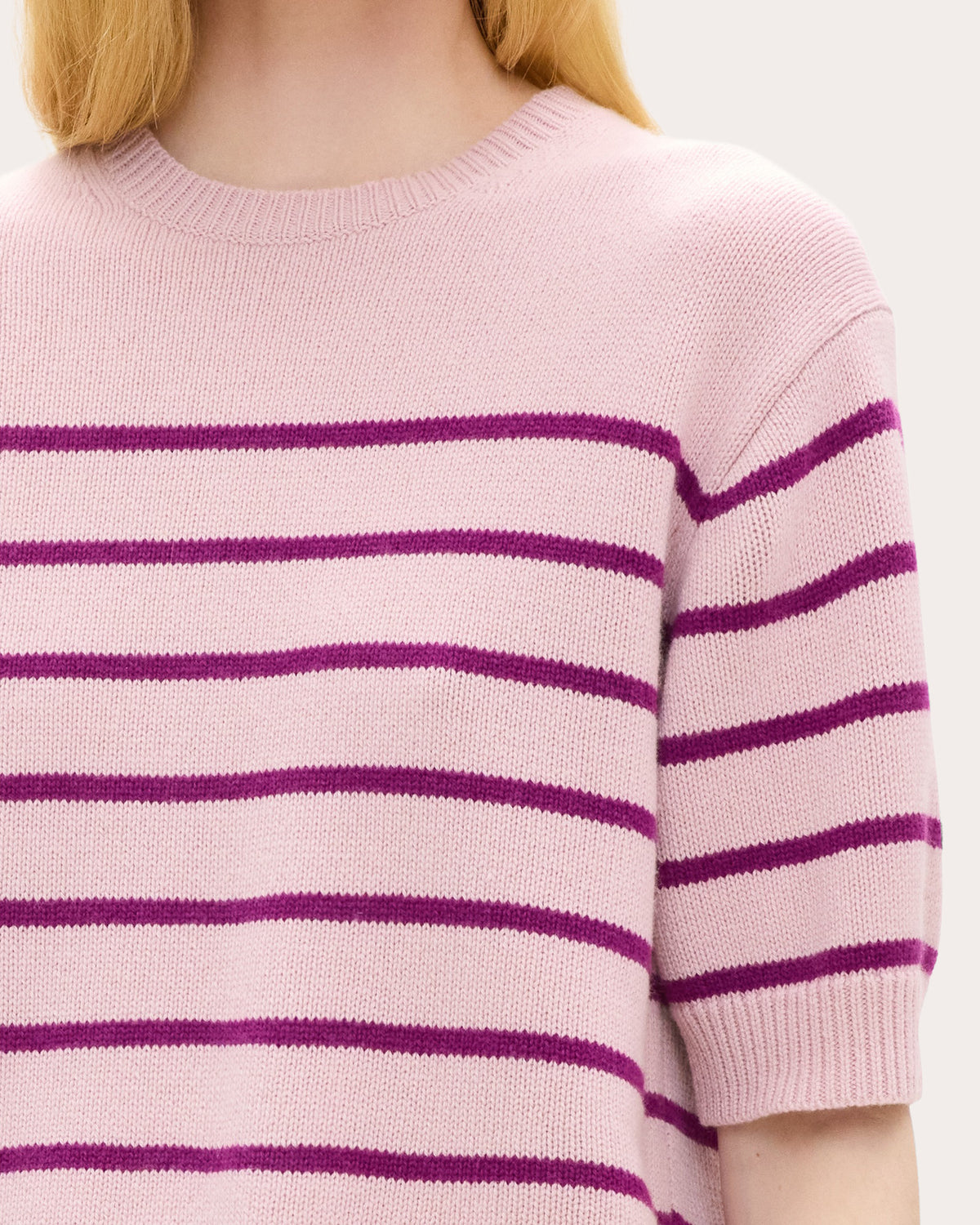 Stripe Cashmere Knit Crewneck T-Shirt