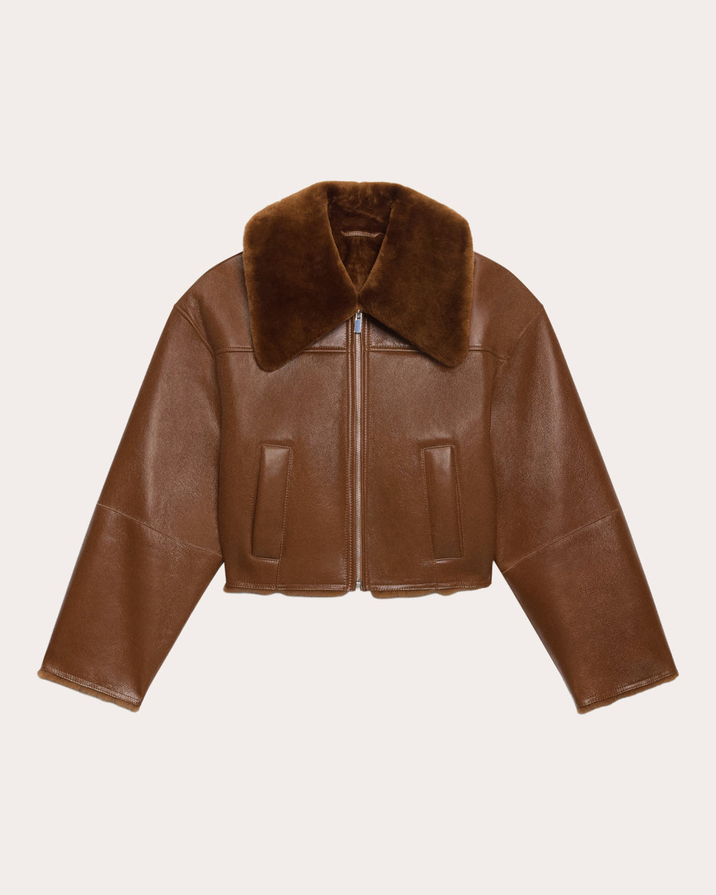 Shearling Leather Cropped Jacket