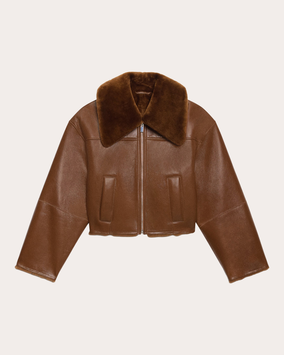 Shearling Leather Cropped Jacket