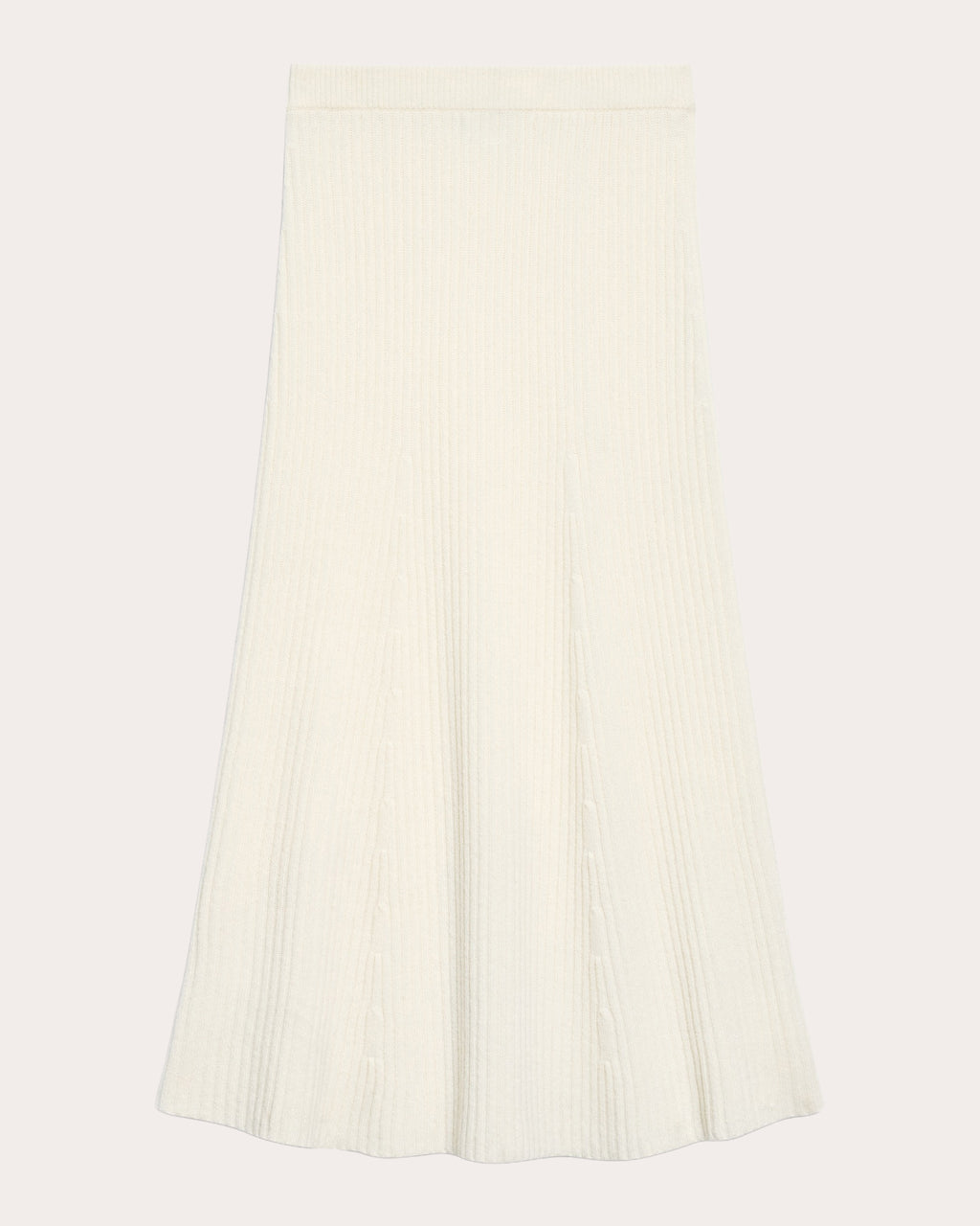 Felted Wool Cashmere Ribbed Midi Skirt