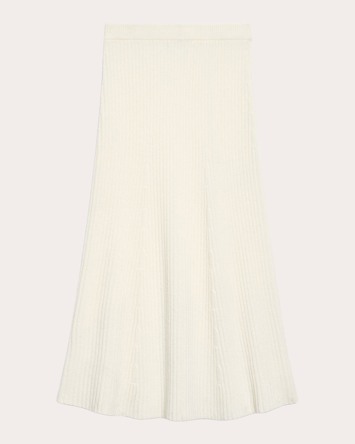 Felted Wool Cashmere Ribbed Midi Skirt