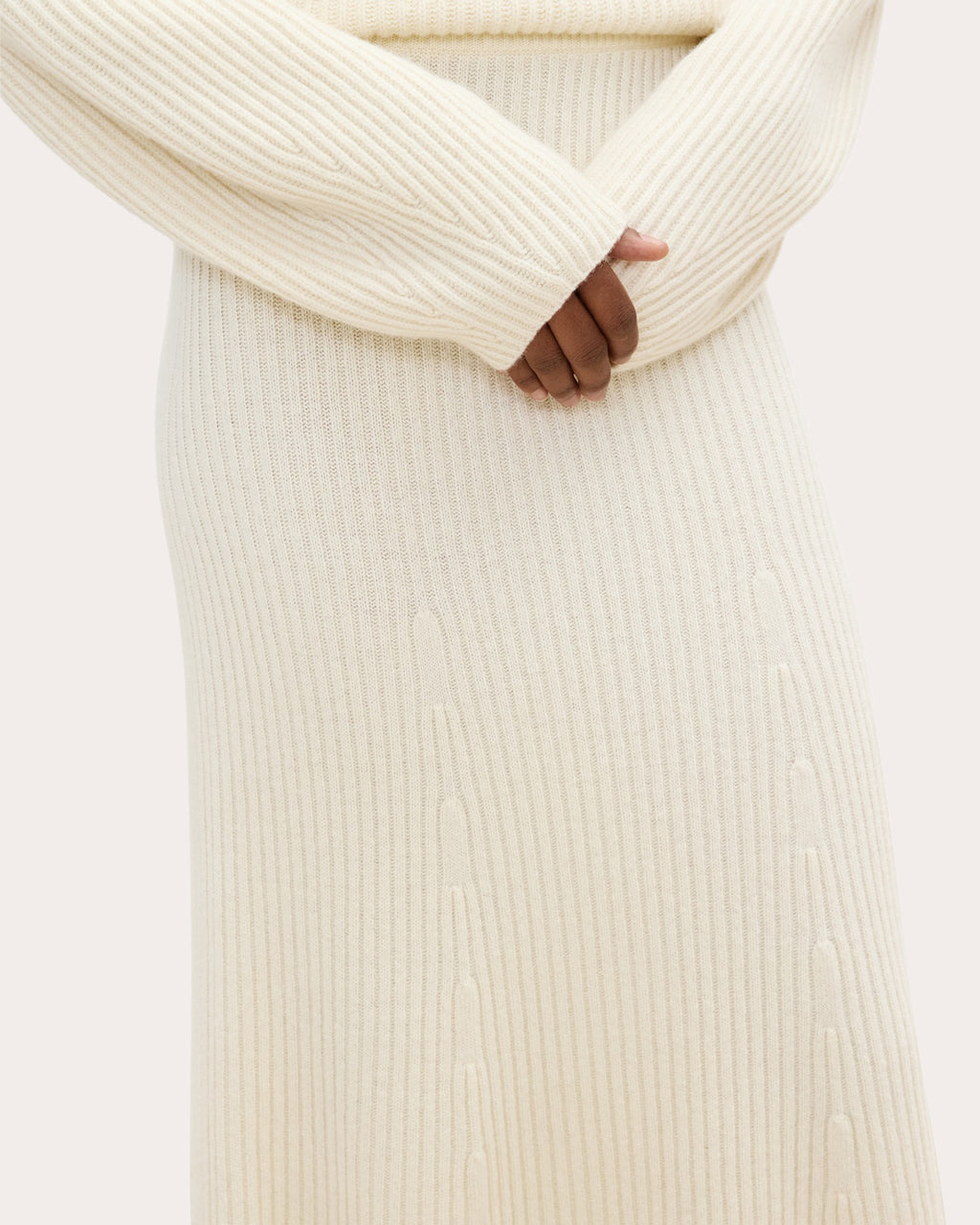 Felted Wool Cashmere Ribbed Midi Skirt