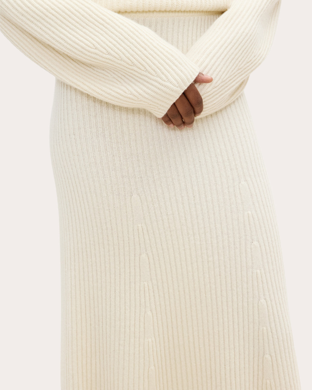 Felted Wool Cashmere Ribbed Midi Skirt