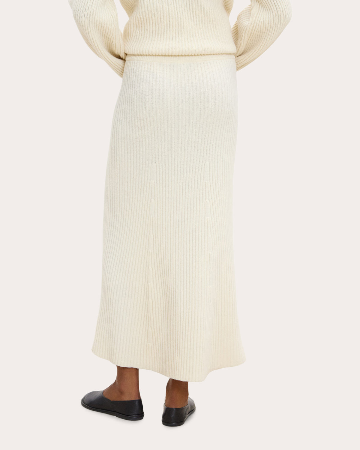 Felted Wool Cashmere Ribbed Midi Skirt