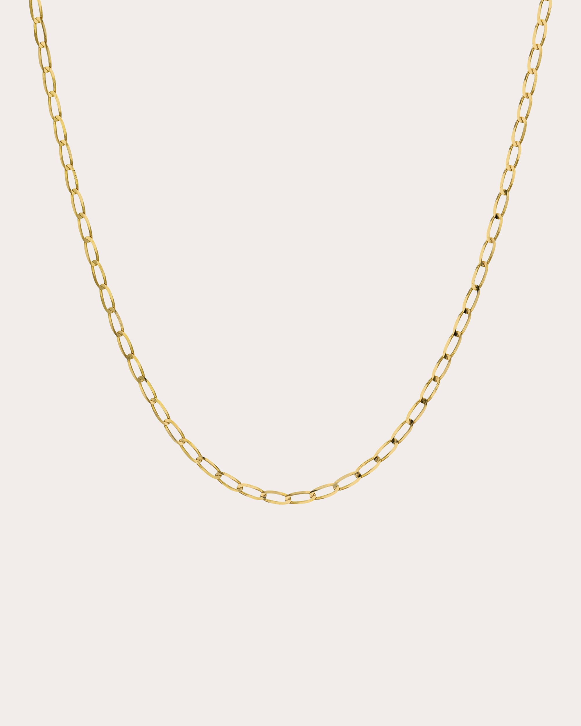 14k Gold Tiny Flat Curb Chain Necklace
