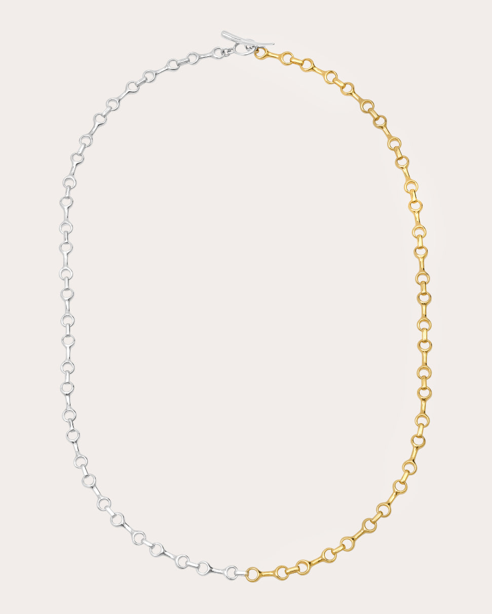 Two-Tone Half & Half Double Beam Necklace