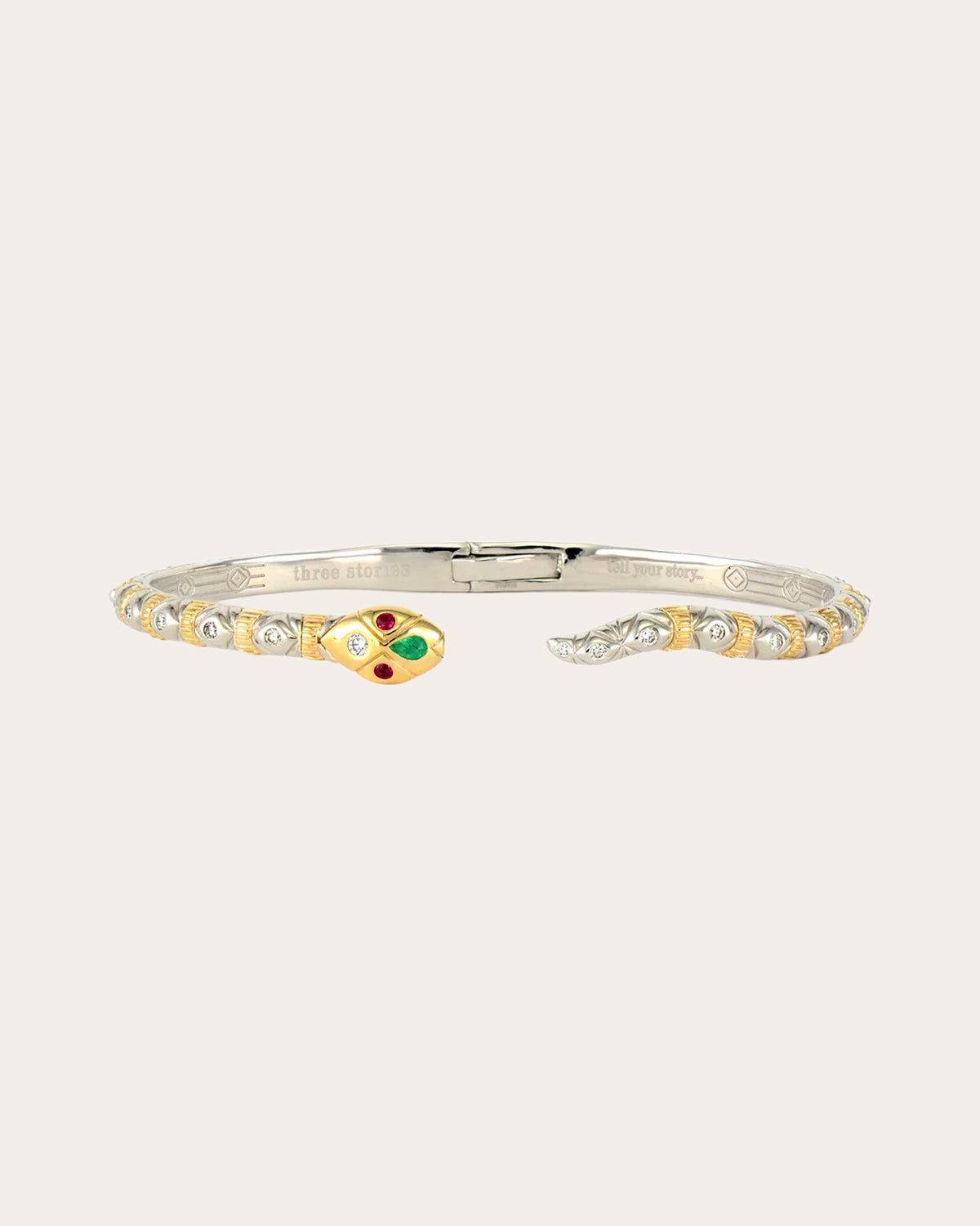 Diamond Two-Tone Open Snake Cuff Bracelet