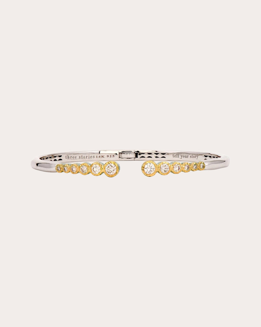Diamond Two-Tone Classic Bezel Cuff Bracelet