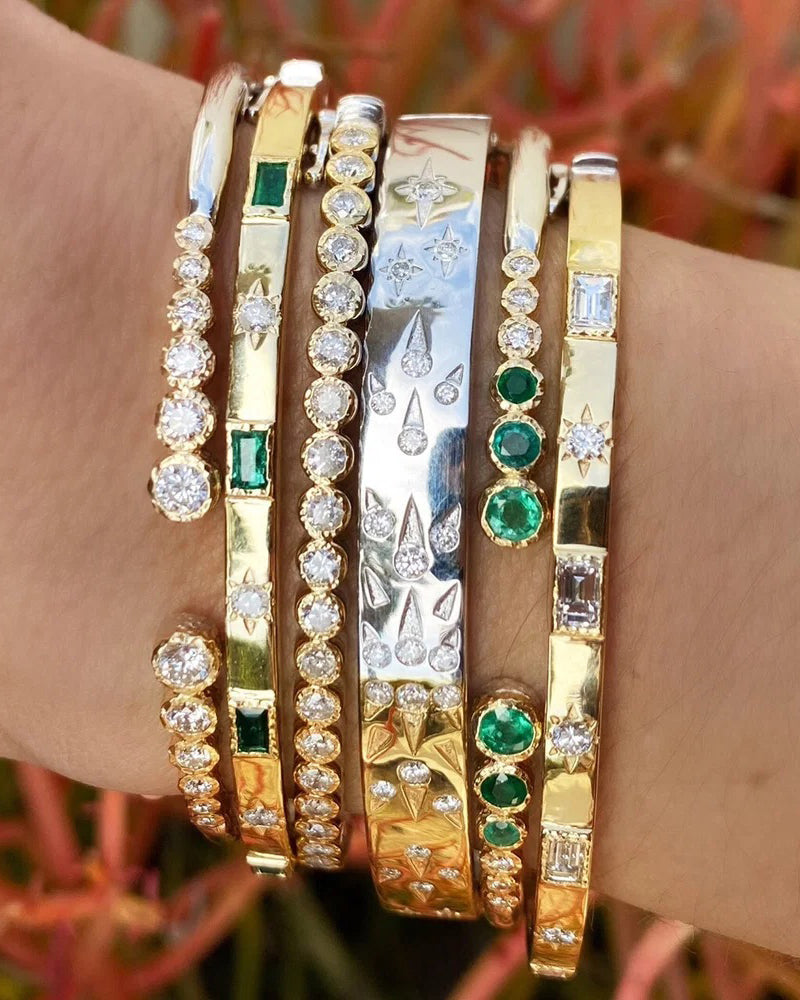 Diamond Two-Tone Classic Bezel Cuff Bracelet
