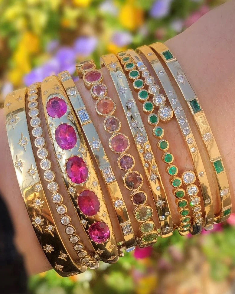 Diamond Two-Tone Classic Bezel Cuff Bracelet