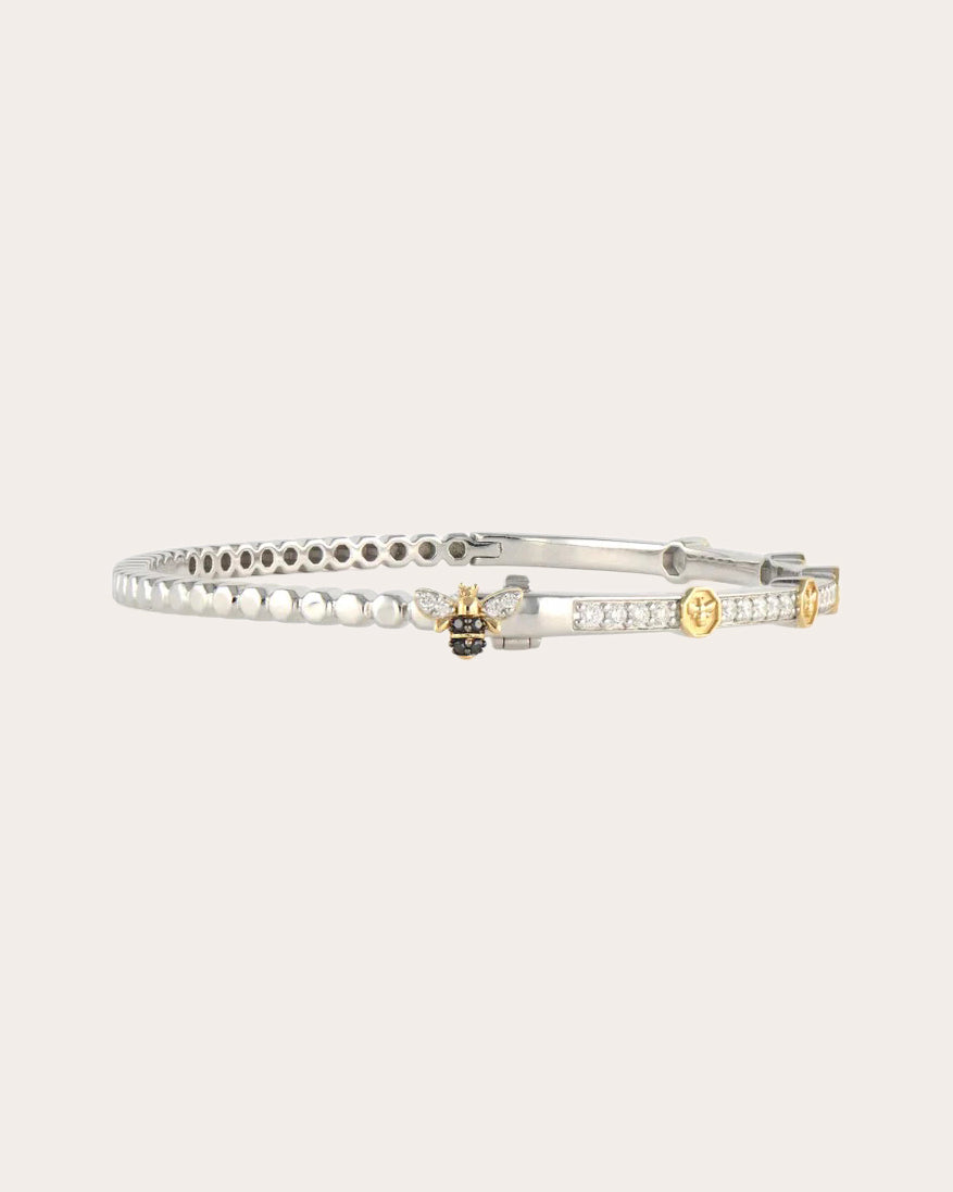 Diamond Two-Tone Honeycomb Bangle