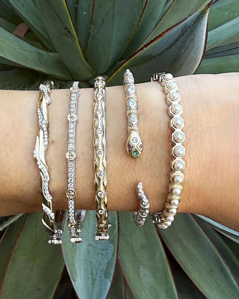 Diamond Two-Tone Honeycomb Bangle