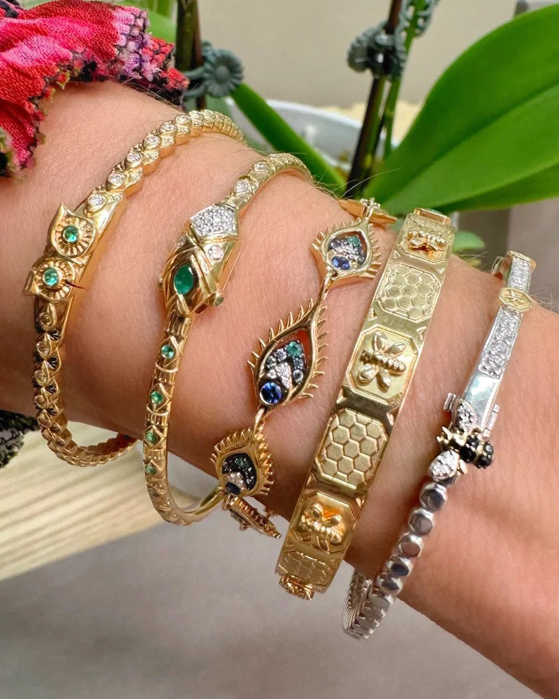 Diamond Two-Tone Honeycomb Bangle