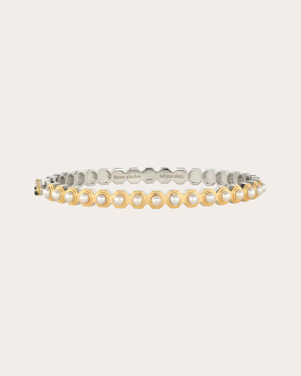 Pearl Two-Tone Honeycomb Bangle