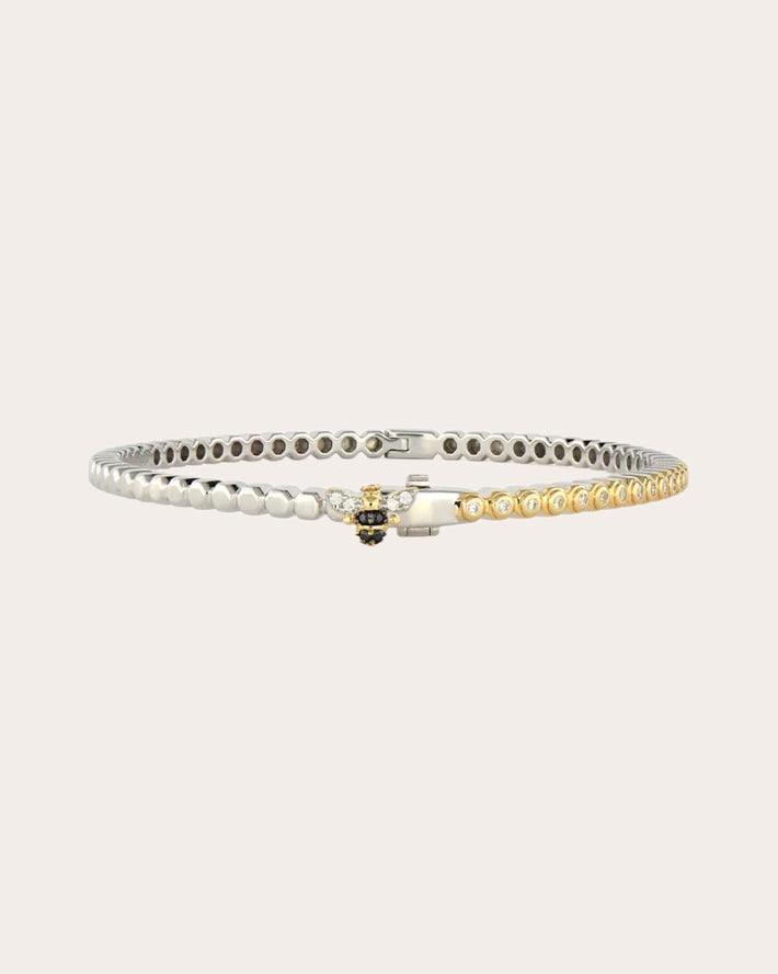 Diamond Two-Tone Continuous Honeycomb Bangle
