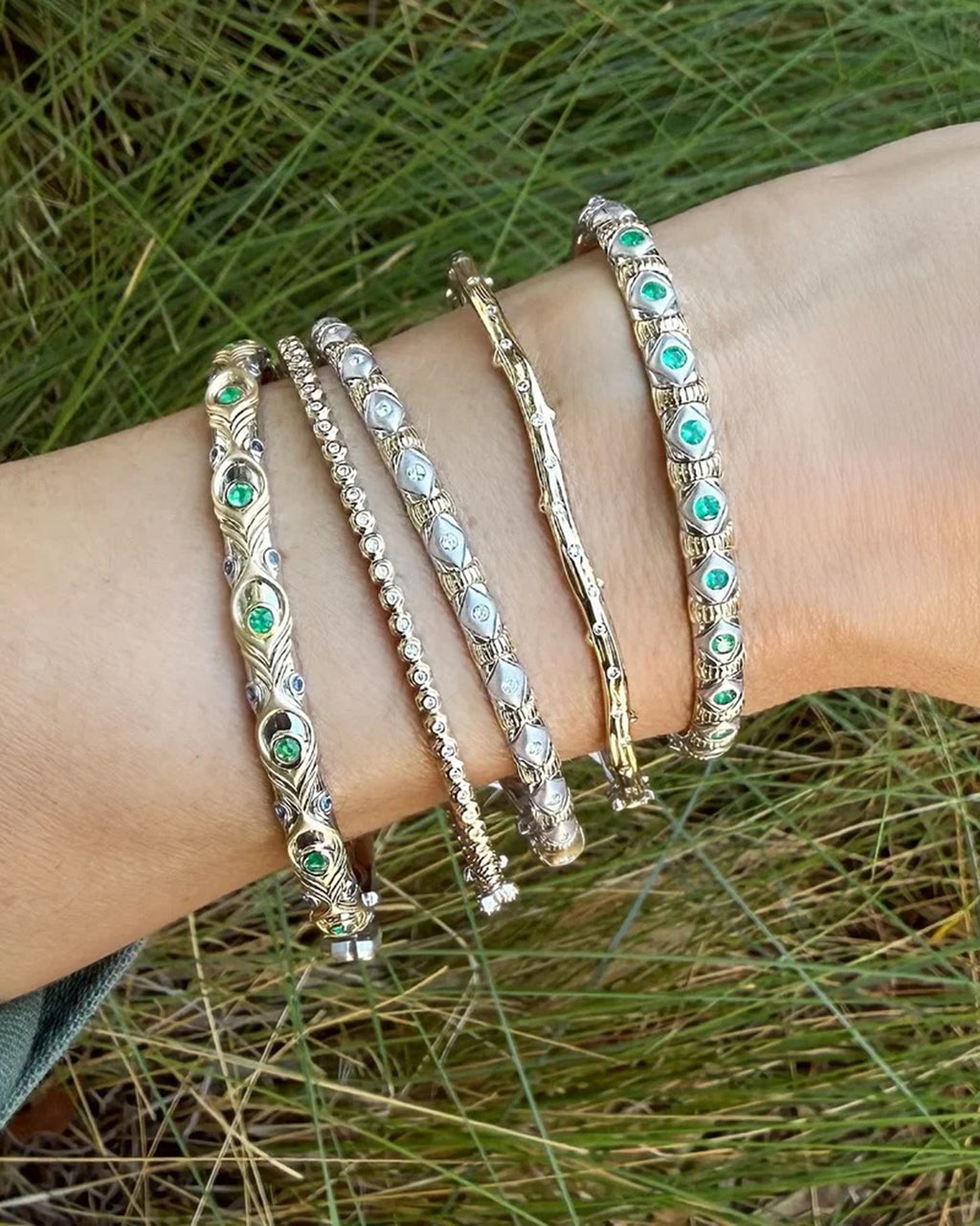 Diamond Two-Tone Continuous Honeycomb Bangle