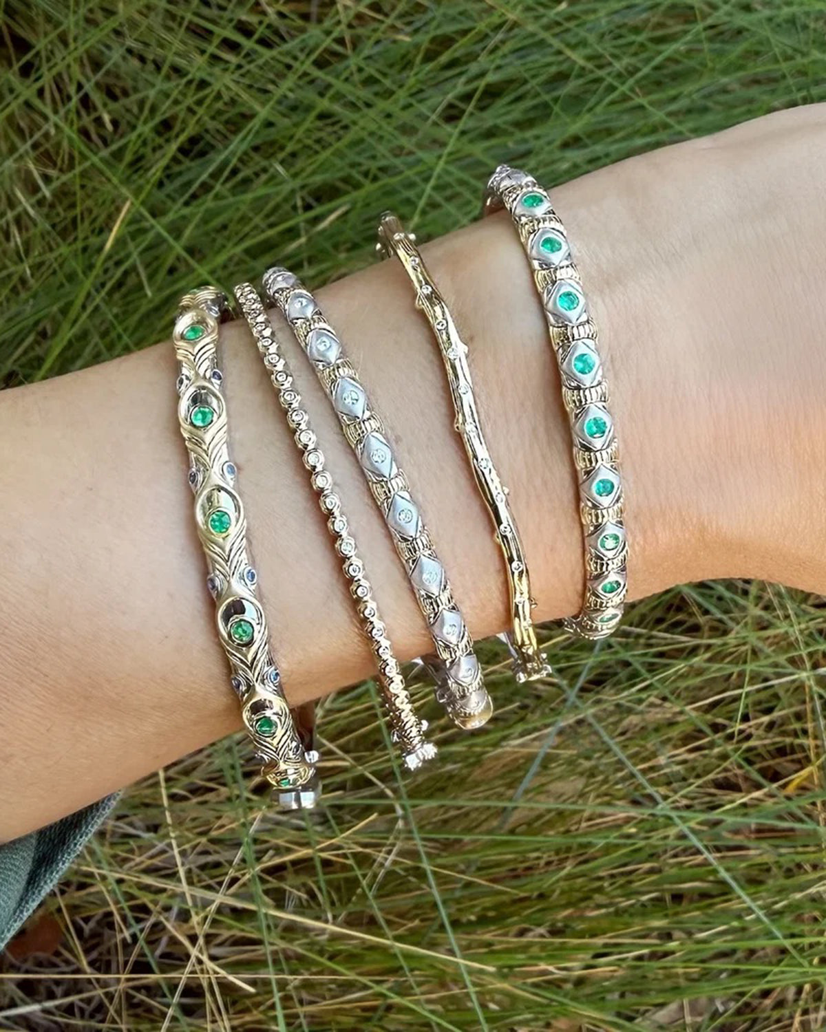 Diamond Two-Tone Continuous Honeycomb Bangle