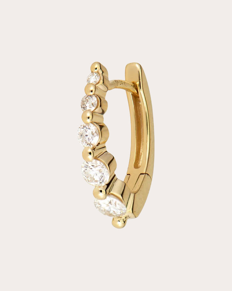 Diamond Small Oval Graduated Huggie Earring