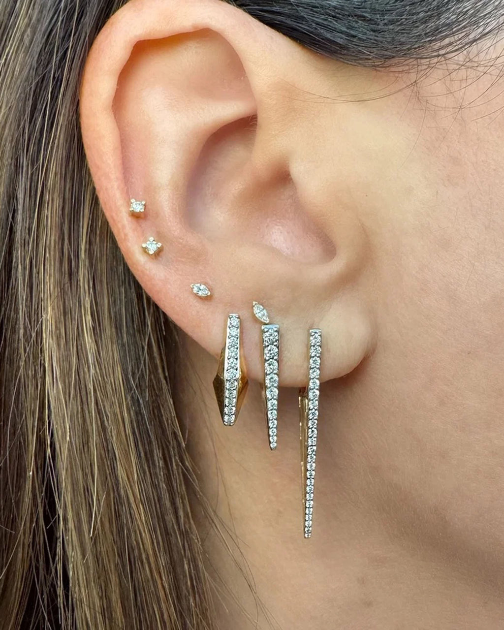 Diamond Small V Hoop Earring