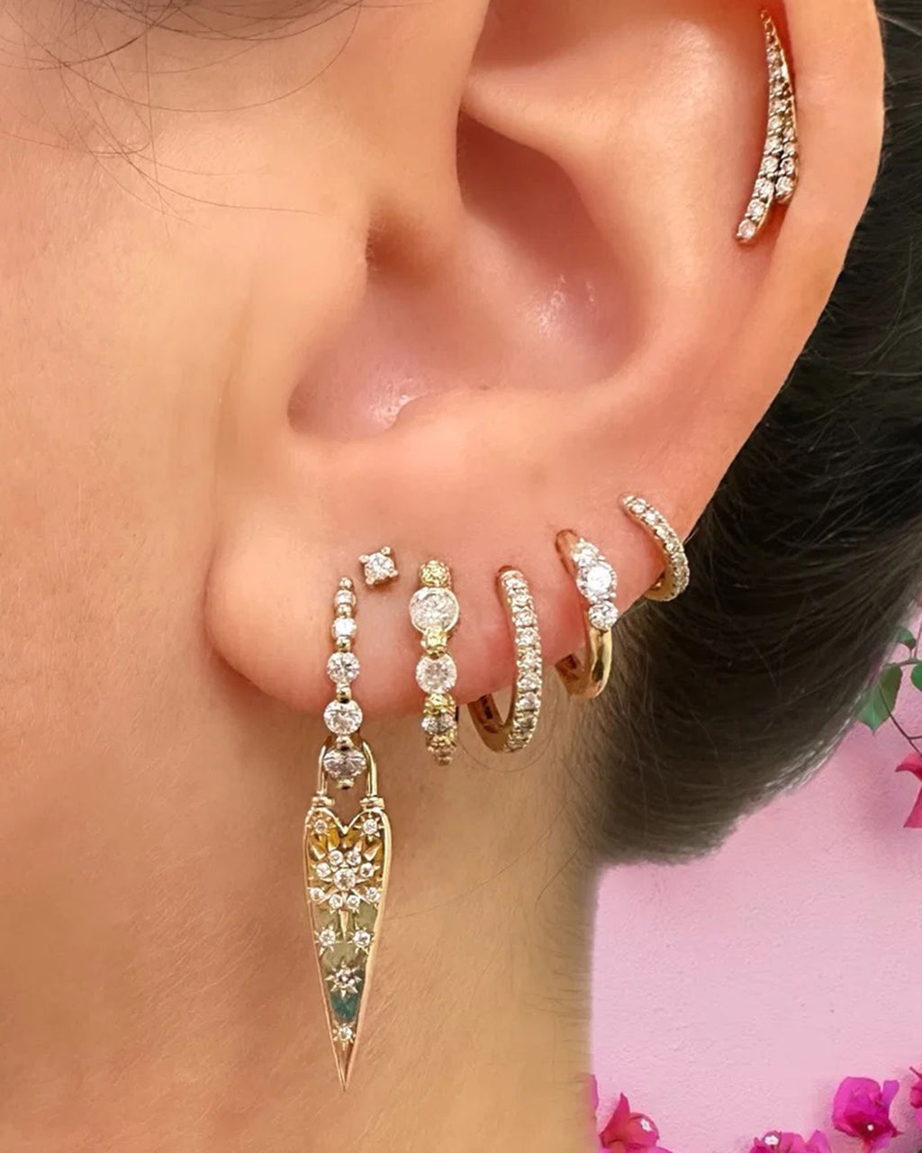 Diamond & 14k Gold Classic Huggie Earring