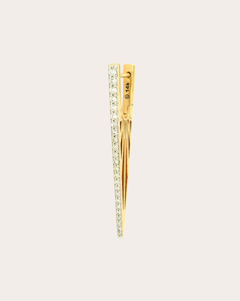 Diamond Cutout Elongated V Hoop Earring