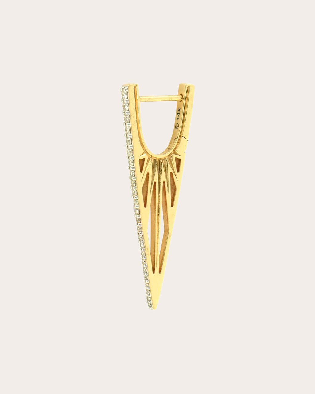 Diamond Cutout Elongated V Hoop Earring