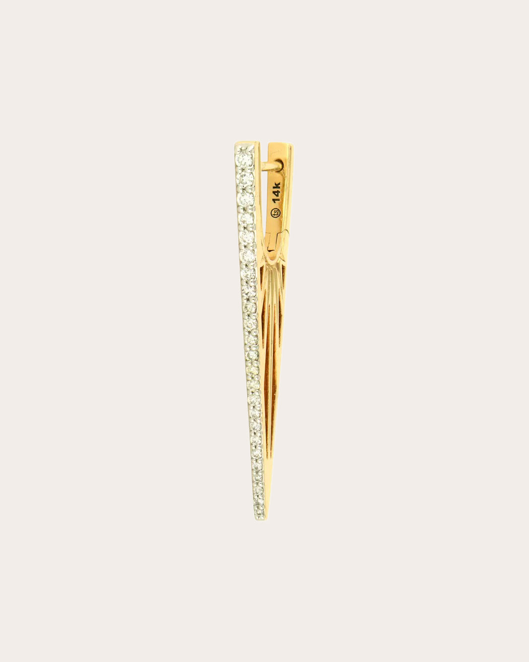 Diamond Cutout Elongated V Hoop Earring