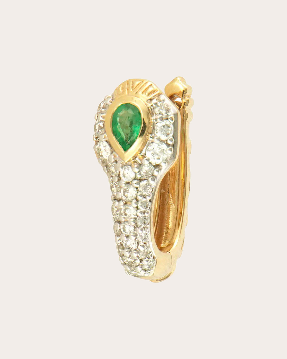 Emerald Diamondback Snake Hoop Earring