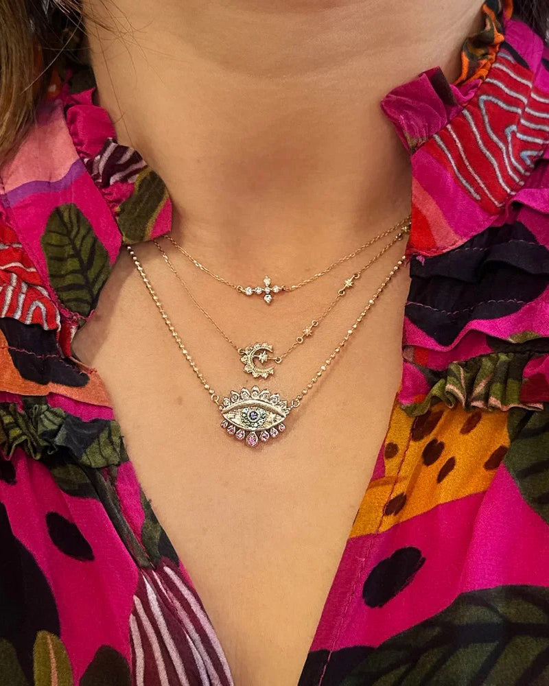 Diamond Sideways Cross Pendant Necklace
