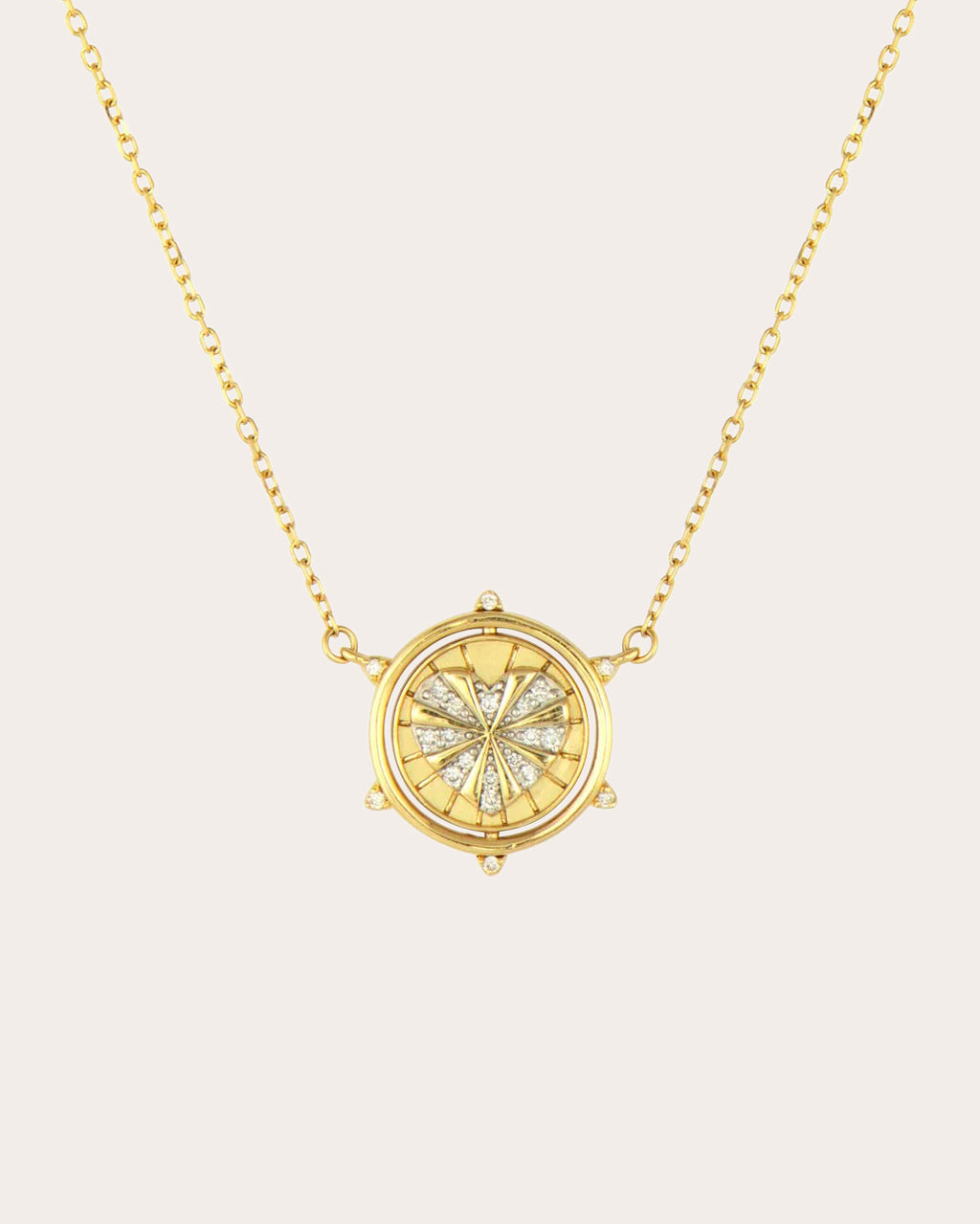 14k Gold Heart & Evil Eye Flip Pendant Necklace
