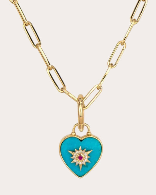 Turquoise & Ruby Trust Your Heart Pendant