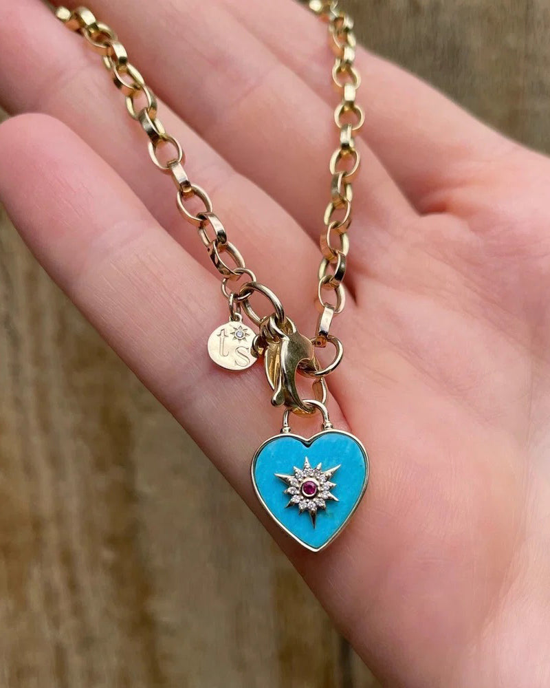Turquoise & Ruby Trust Your Heart Pendant