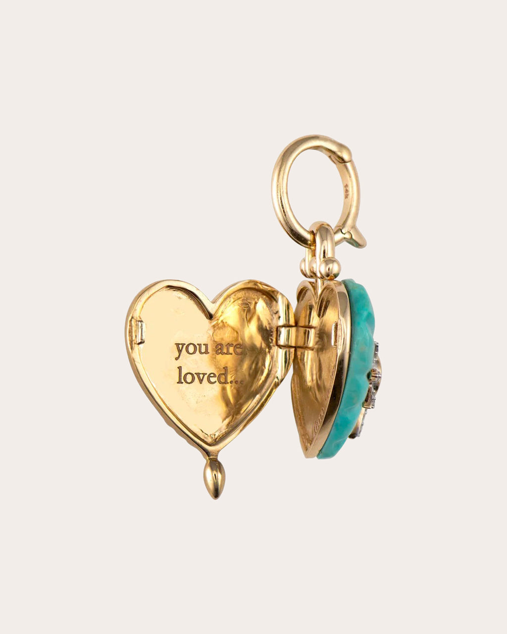 Carved Turquoise You Are Loved Locket