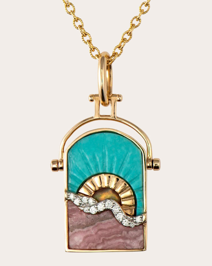 14k Gold Desert Flower Reversible Pendant