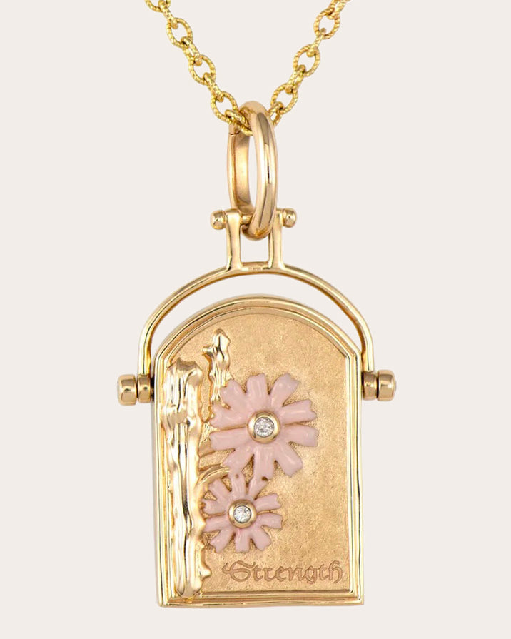 14k Gold Desert Flower Reversible Pendant