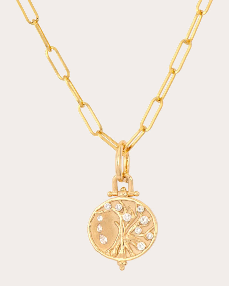 Diamond Engraved Tree Of Life Pendant
