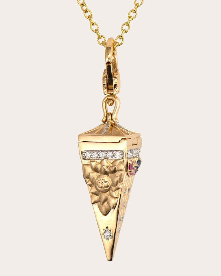 14k Gold Evil Eye Pendulum Locket
