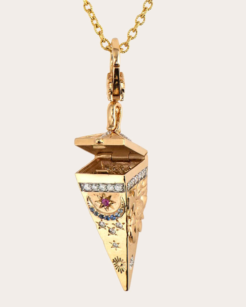 14k Gold Evil Eye Pendulum Locket