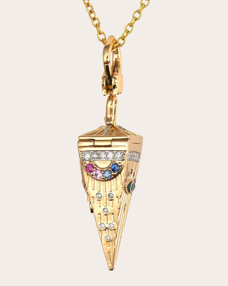 14k Gold Evil Eye Pendulum Locket