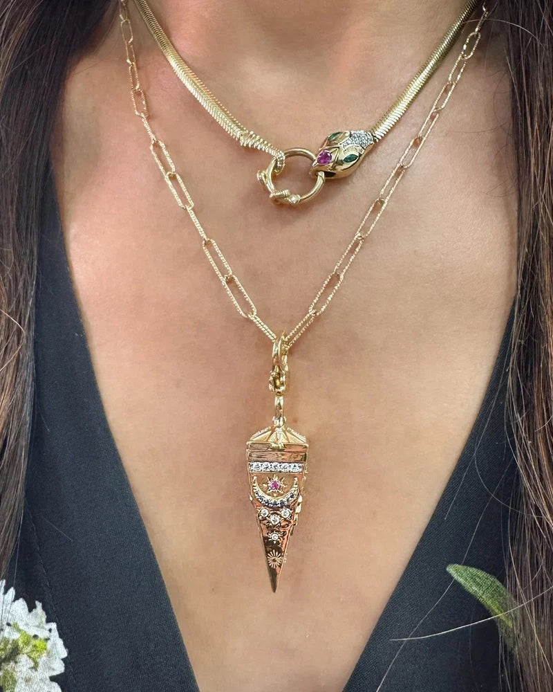 14k Gold Evil Eye Pendulum Locket