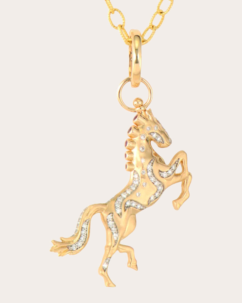 Rainbow Sapphire Fire Horse Pendant