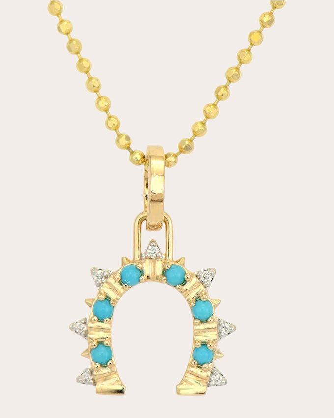 Turquoise Lucky Charm Horseshoe Pendant