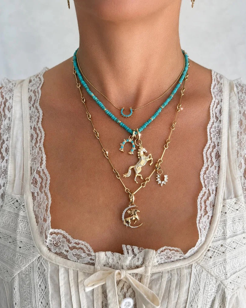 Turquoise Lucky Charm Horseshoe Pendant