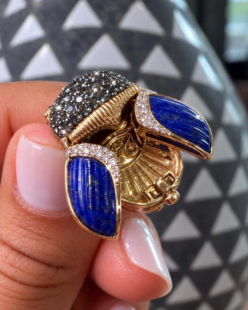 14k Gold Sacred Scarab Poison Ring