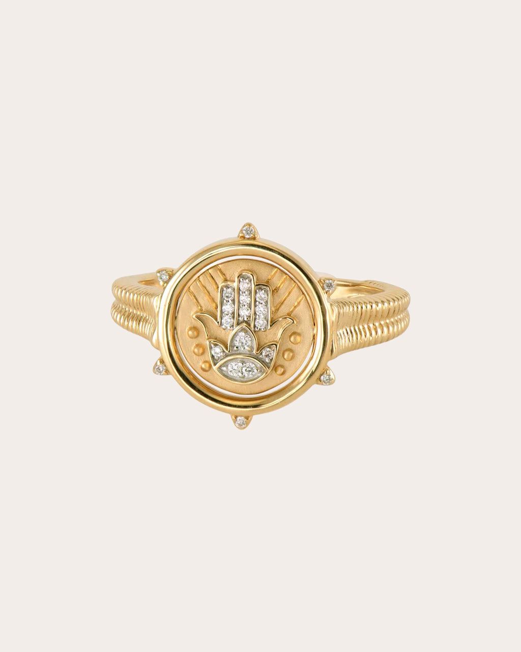 14k Gold Hamsa & Evil Eye Flip Ring
