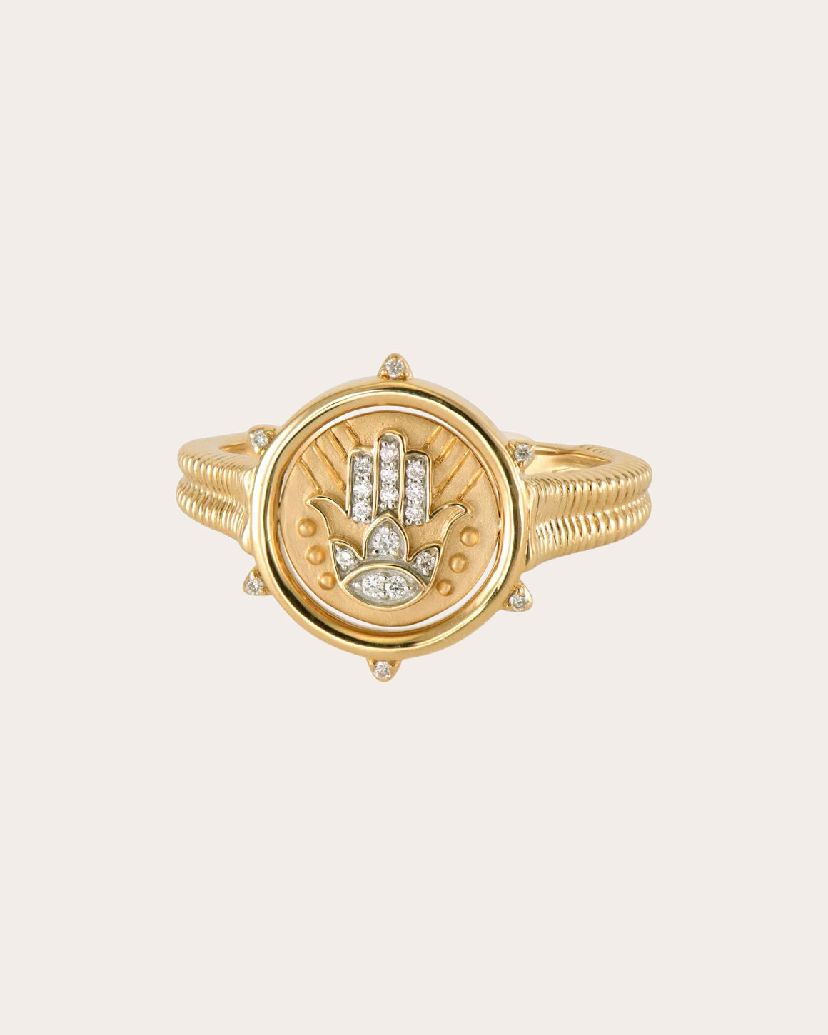 14k Gold Hamsa & Evil Eye Flip Ring