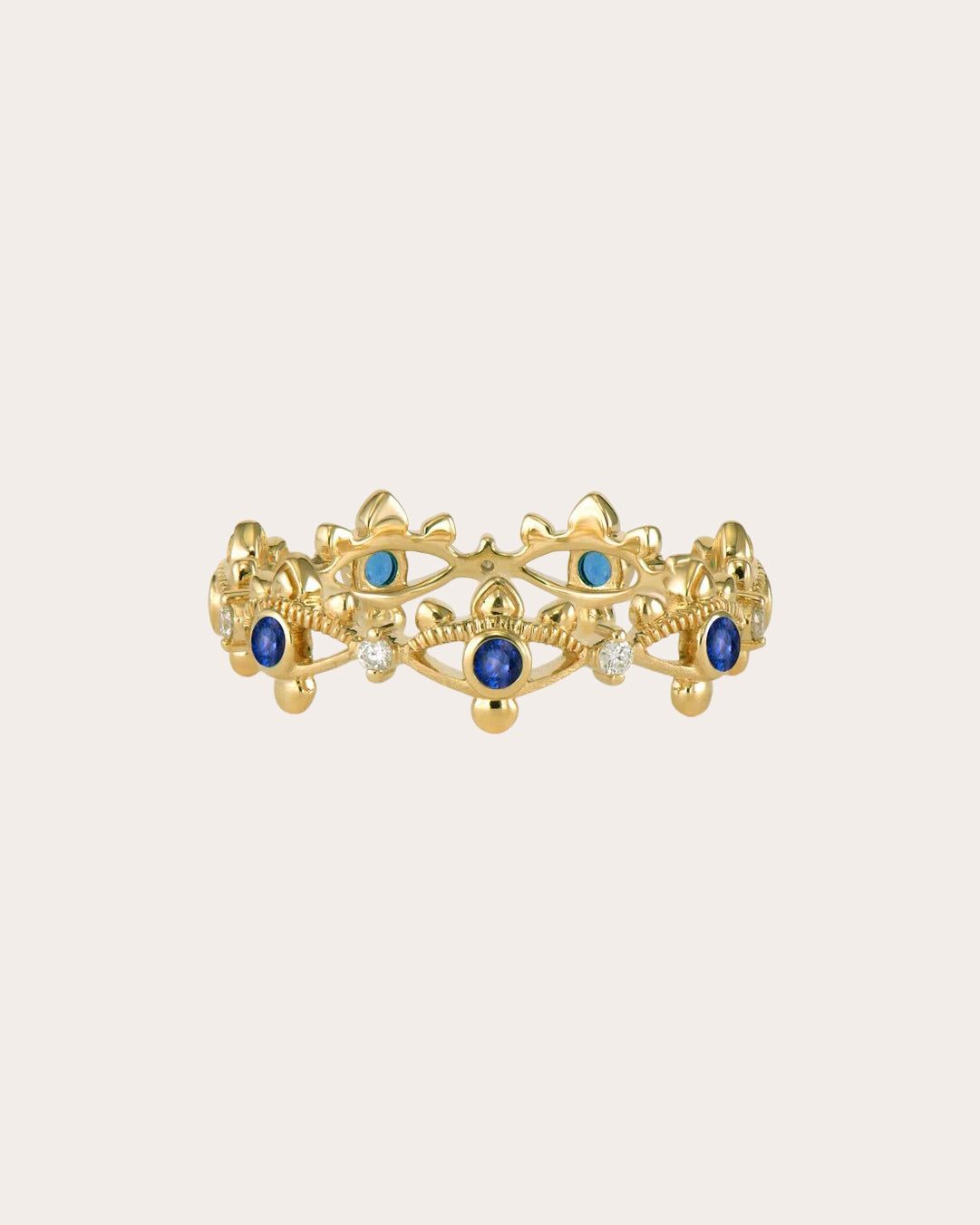 Sapphire & Diamond Evil Eye Band Ring